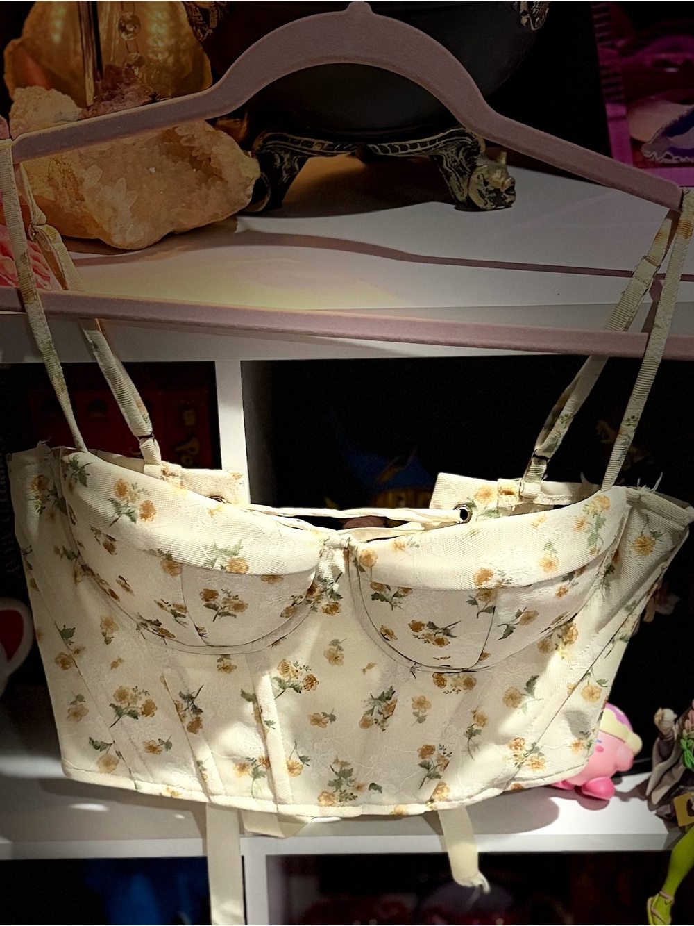 Fairy core Cute Cream Floral Bustier Crop Top